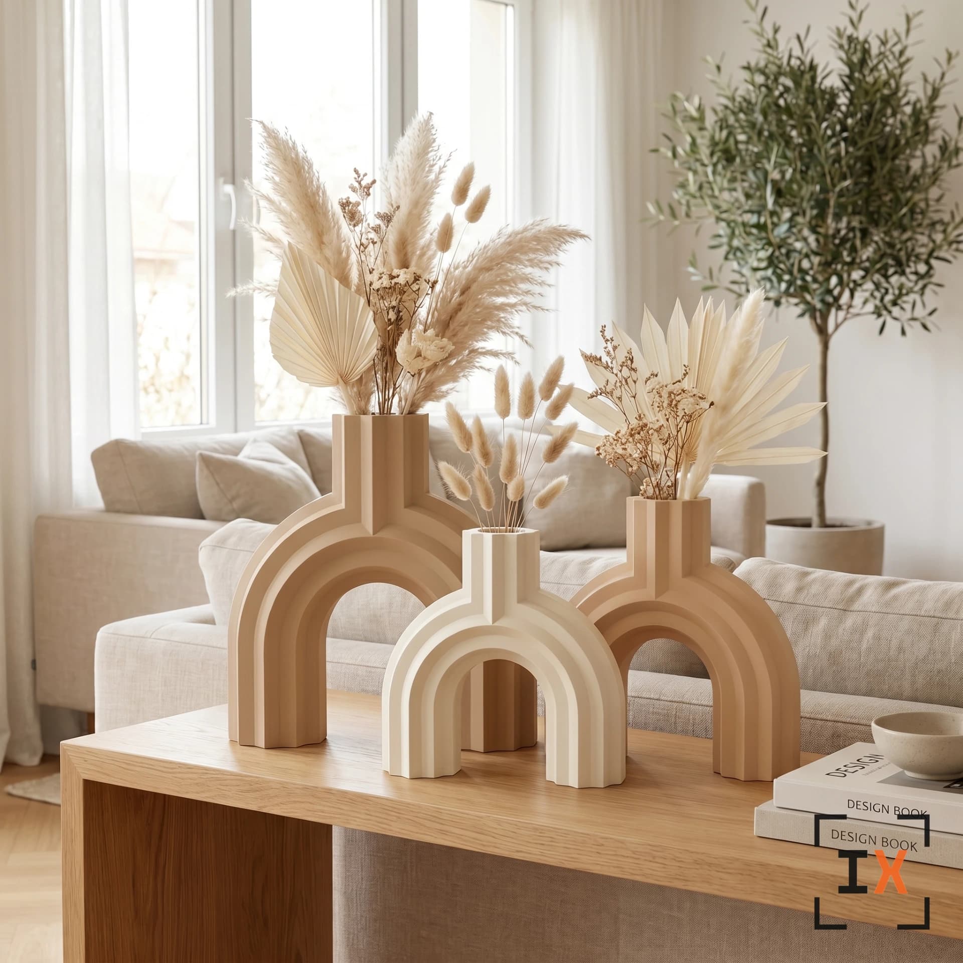Bogen Vase BRIDGE in 5 Größen | Moderne Designer Vase für Trockenblumen & Pampasgras | Schmale Deko Vase 3D Druck | Handmade Germany - image 1