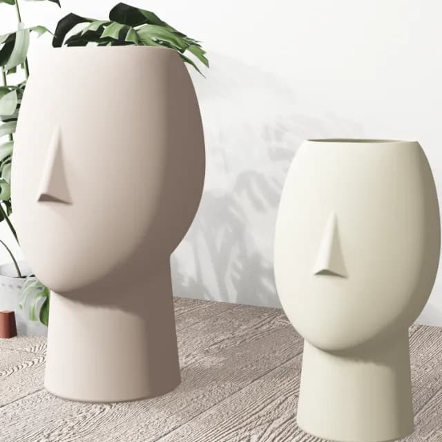 Face Vase | Skulpturale Gesichtsvase | 4 Größen | 3D Druck Matte | Boho Deko | Trockenblumen