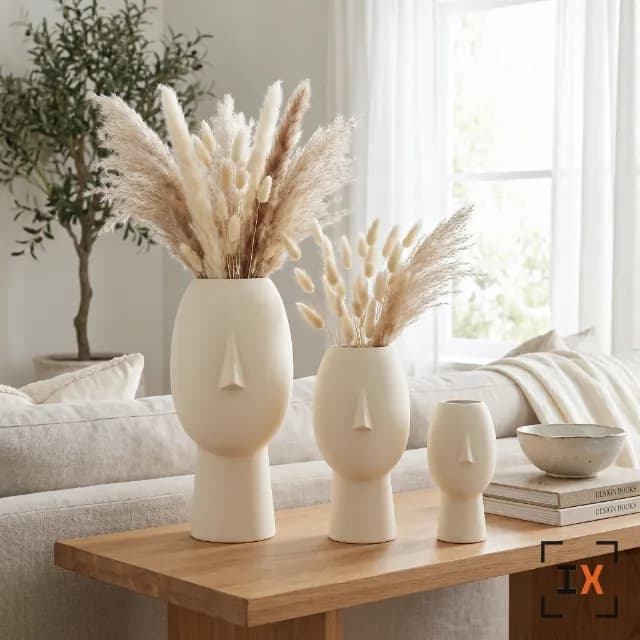Face Vase 5 Sizes | Sculptural Head Vase for Dried Flowers & Pampas Grass | 3D Printed Designer Face Decor Vase | IndustriumX