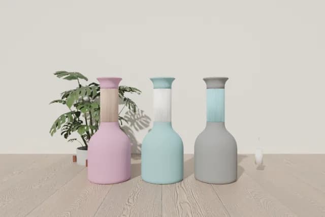 Hoji Vase – Dekorative Vase mit Rippenstruktur, Matte Finish